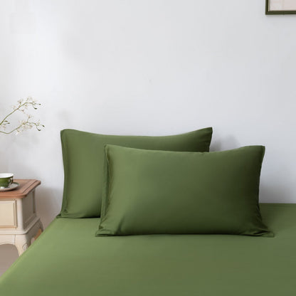 Donkergroene bamboe kussenslopen Premium - Deep Moss – Set van 2 – 400TC Tanboocel
