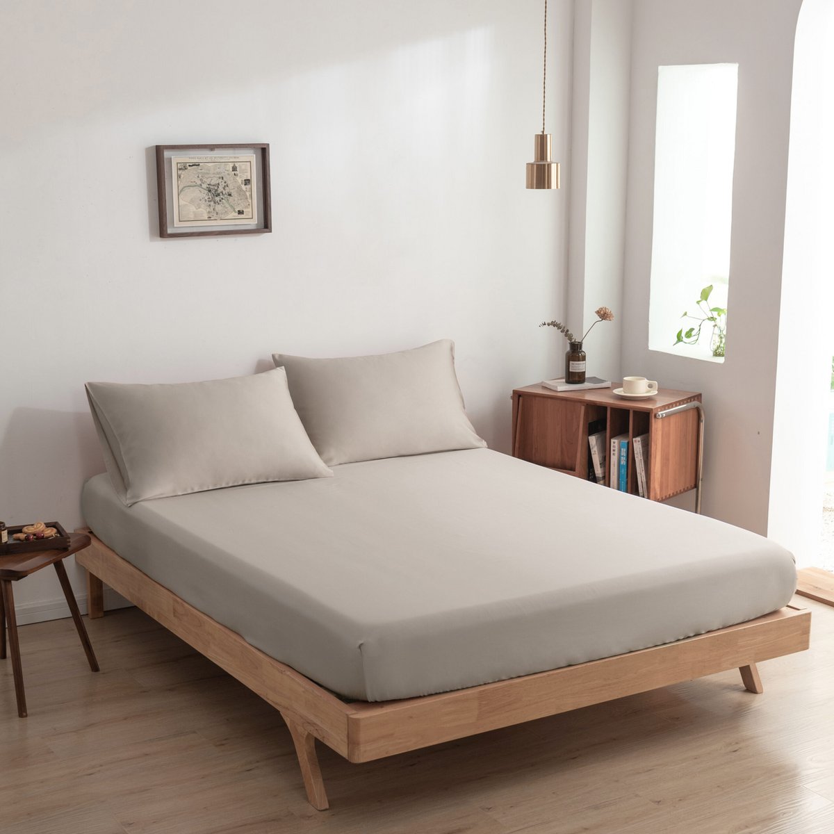 Beige Bamboe Beddengoedset 1-persoons – 400TC Tanboocel - Soft Taupe