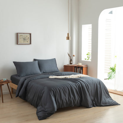 Donkerblauw Bamboe Beddengoedset 1-persoons – 400TC Tanboocel - Space Blue