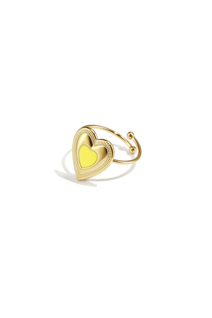 Verstelbare statement ring met gekleurd hart