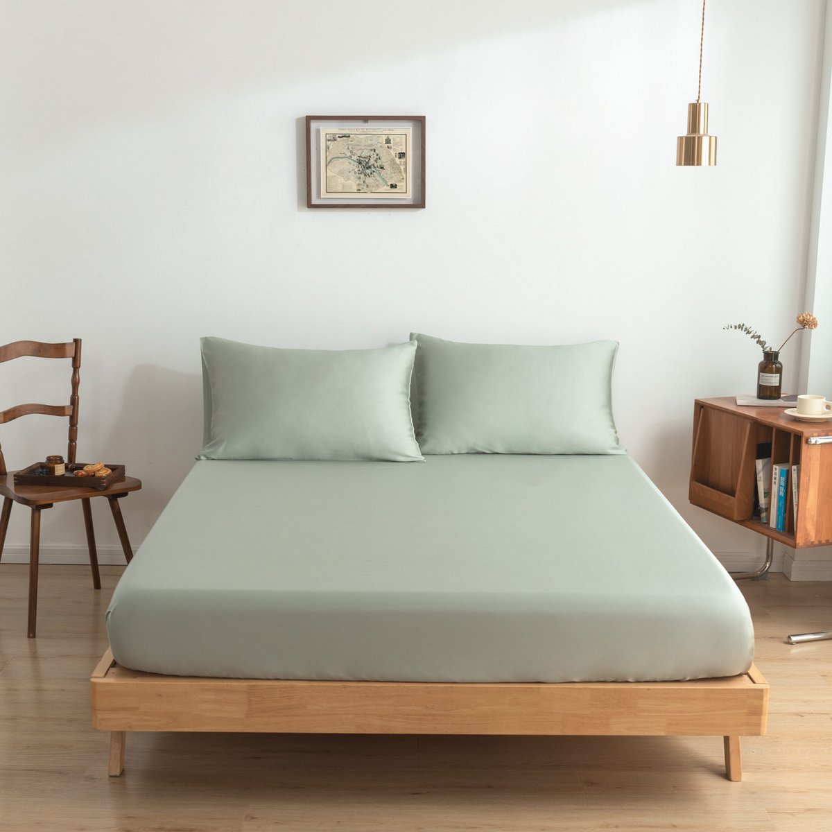 Lichtgroen bamboe Hoeslaken Premium - t/m 30cm - 400TC Tanboocel - Sage Green