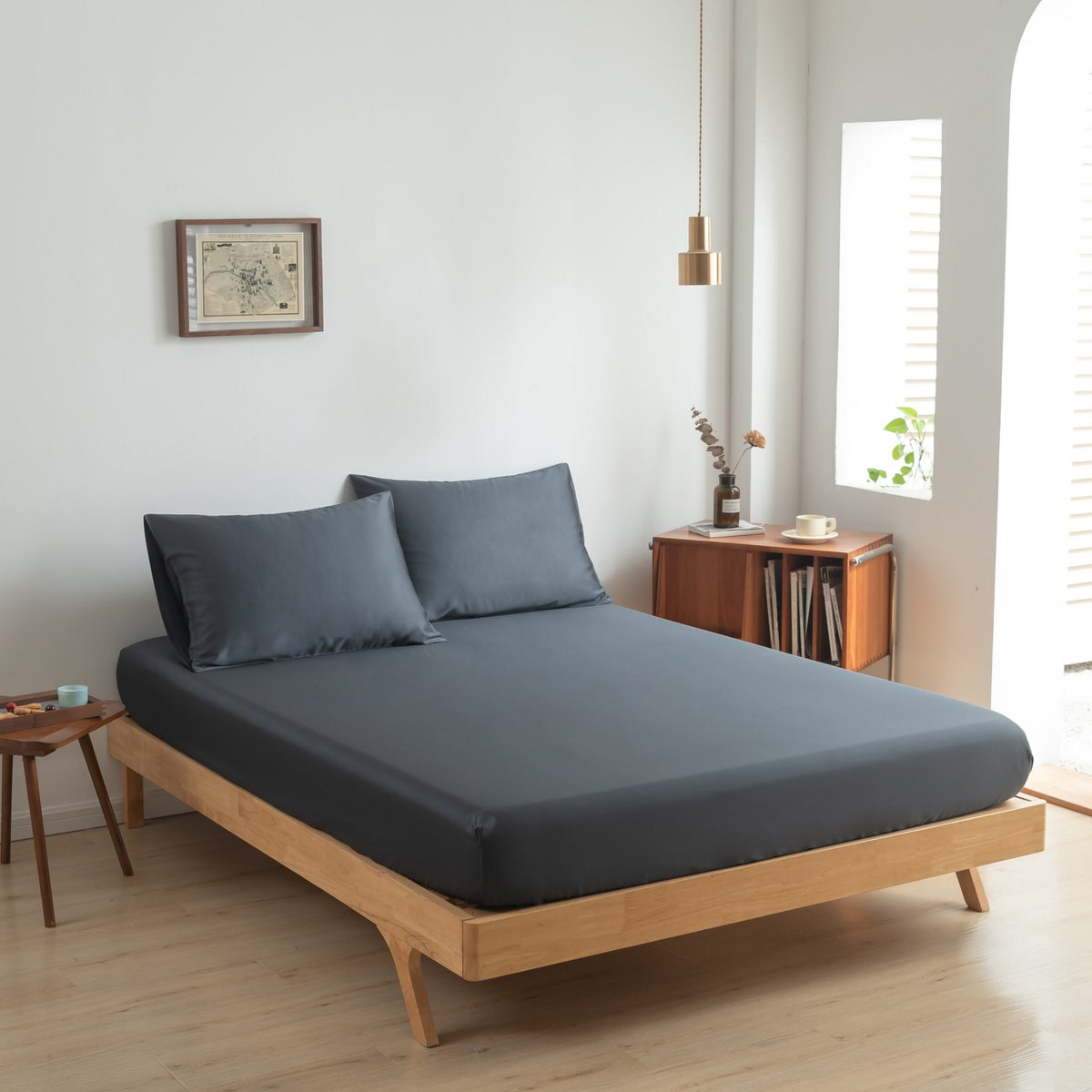 Donkerblauw bamboe Hoeslaken Premium - t/m 30cm - 400TC Tanboocel - Space Blue