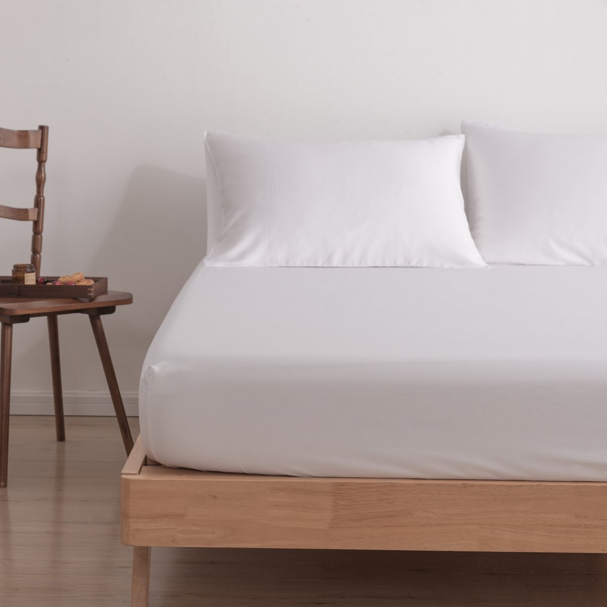 Wit bamboe Hoeslaken Premium - t/m 30cm - 400TC Tanboocel - Coco White