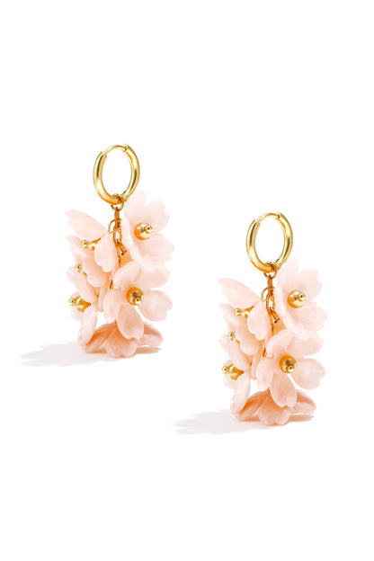 Oorringetjes met hangende krans bloemen