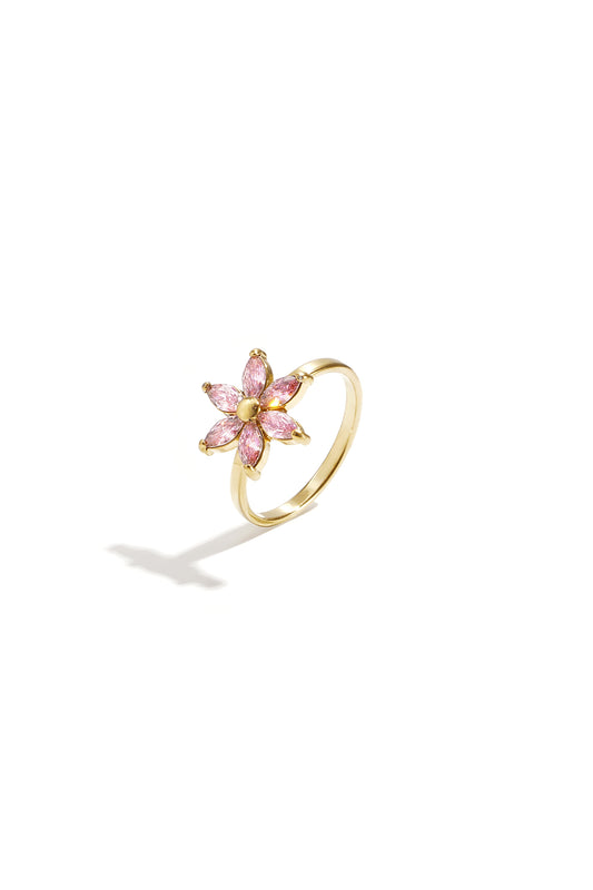 Ring met strass bloem