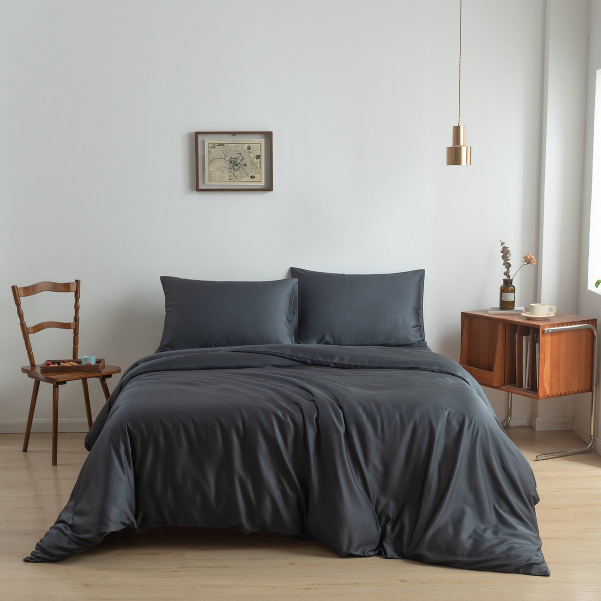 Donkerblauw Bamboe Beddengoedset 1-persoons – 400TC Tanboocel - Space Blue