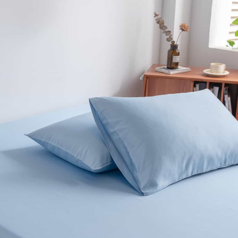 Lichtblauw bamboe Kussenslopen Premium - 400TC Tanboocel – Set van 2 - Sky Blue