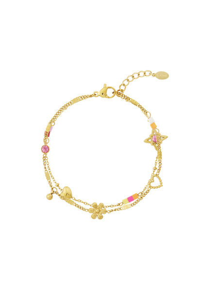 Armbanden met bedels van roestvrij staal met bloemenmotief