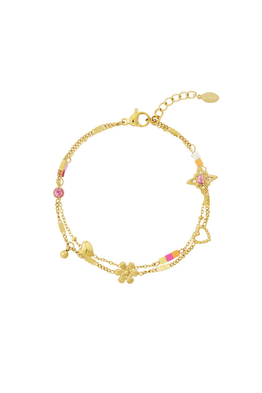 Armbanden met bedels van roestvrij staal met bloemenmotief
