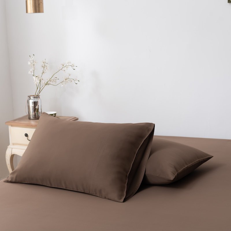 Donkerbruin Bamboe Beddengoedset 1-persoons – 400TC Tanboocel - Coffee Brown