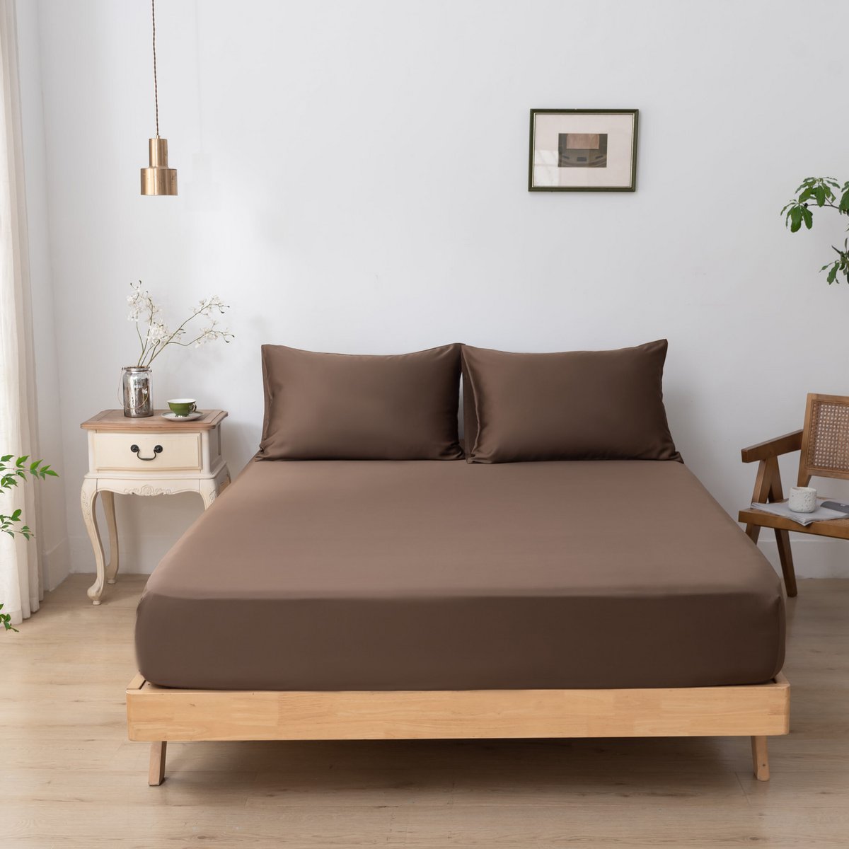 Donkerbruin Bamboe Beddengoedset 2-persoons – 400TC Tanboocel - Coffee Brown